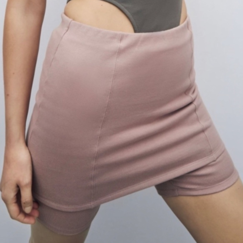 Zara Bike Short Tan Mini Skirt Women's Large
